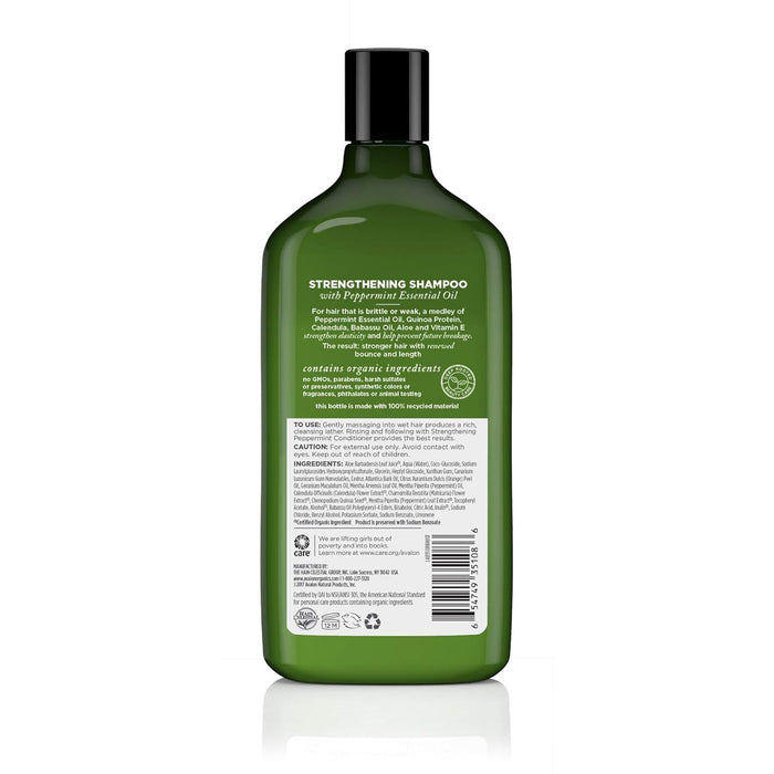 Avalon Organics  Strengthening Shampoo Peppermint  1 Each  11 Oz