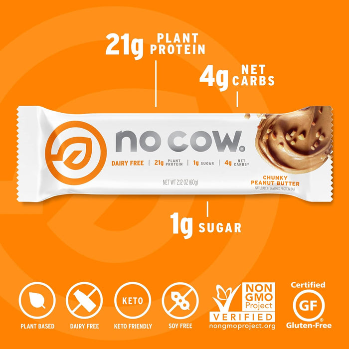 No Cow Bar  Chunky Peanut Butter   2.12 Oz