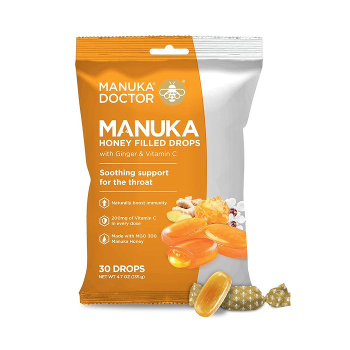 Manuka Doctor Cough Drops Honey Filled with Vitamin C and Ginger 4.7 oz