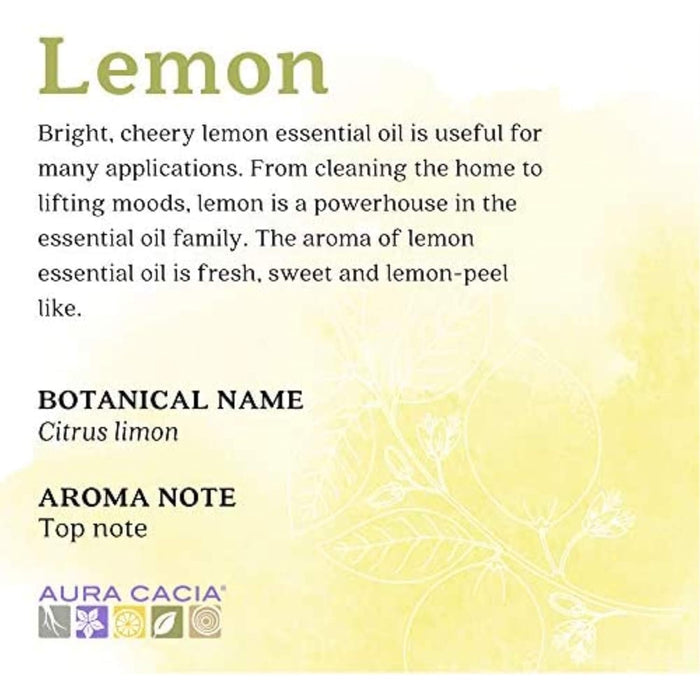 Aura Cacia  Organic Essential Oil Lemon  1 Each  0.25 Oz