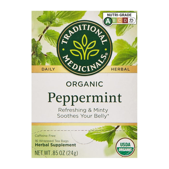 Traditional Medicinals  Organic Peppermint Herbal Tea  Caffeine Free  16 Bag