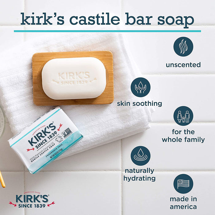 Kirk`S  Original Coco Castile Soap Fragrance Free  1 Each  4 Oz