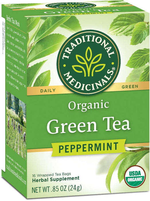 Traditional Medicinals  Tea Organic Green Tea Peppermint  16 Bag