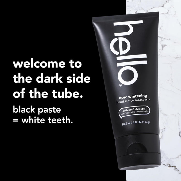 Hello Products  Toothpaste Activated Charcoal Whitening Fluoride Free  4 Oz