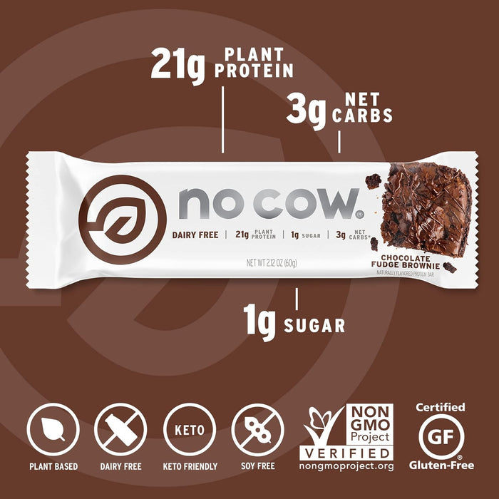 No Cow Bar  D'S Natural In Chocolate Fudge Brownie   2.12 Oz