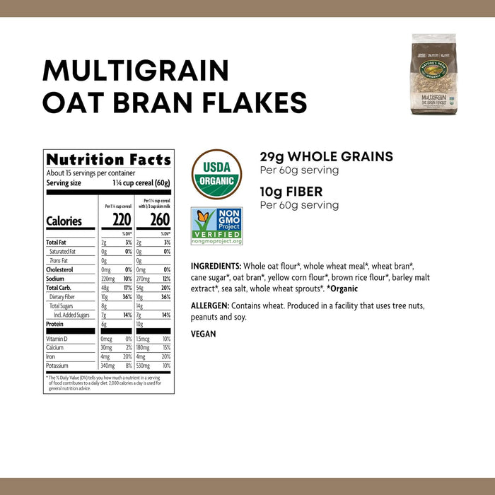 Nature'S Path  Organic Multigrain Oat Bran Flakes Cereal   32 Oz