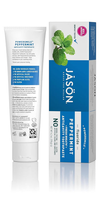 JASON NATURAL COSMETICS Fluoride Free Powersmile Toothpaste, 4.2 OZ