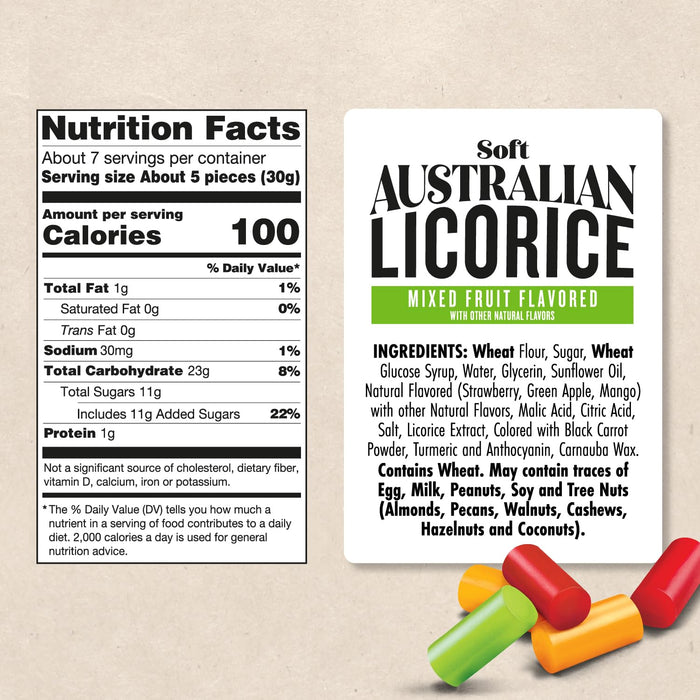 Darrell Lea  Soft Australian Licorice Mixed Fruit Flavors   7 oz