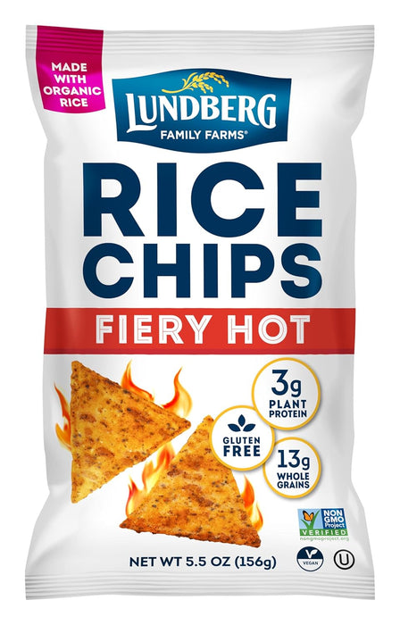 Lundberg Gluten Free Whole Grain Brown Rice Chips Fiery Hot 5.5oz