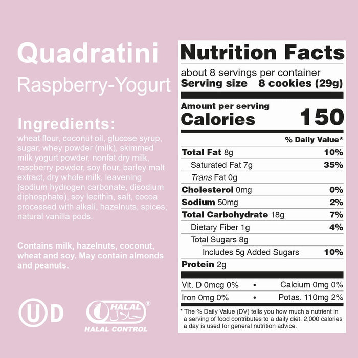 Loacker Quadratini Premium Raspberry-Yogurt Wafer Cookies 7.76 OZ