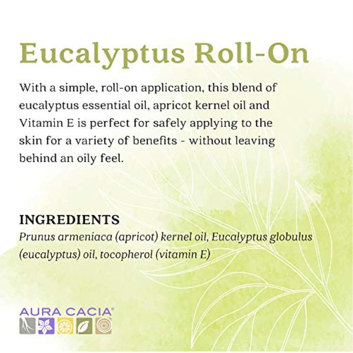 Aura Cacia  Essential Oil Blend Clearing Roll On - Eucalyptus   .31 Oz