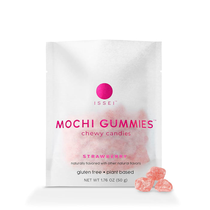 ISSEI Mochi Gummies Soft Chewy STRAWBERRY Delicious Snack 1.76 Oz