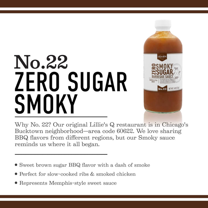 Lillie's Q Zero Sugar Smoky Barbecue Sauce 16 oz