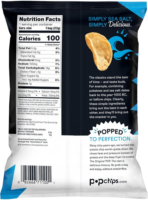 Popchips  Potato Chip Sea Salt  .8 Oz