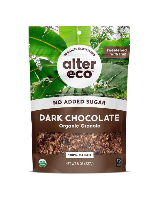 Alter Eco  Organic No Sugar Added Granola Dark Chocolate   8 Oz