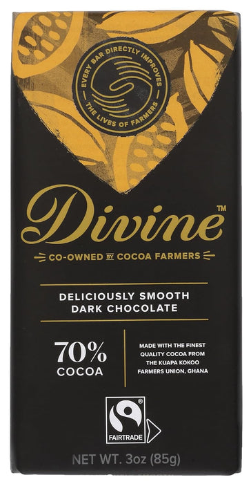 Divine Chocolate  Deliciously Smooth Dark Chocolate 70% Cocoa   3 Oz