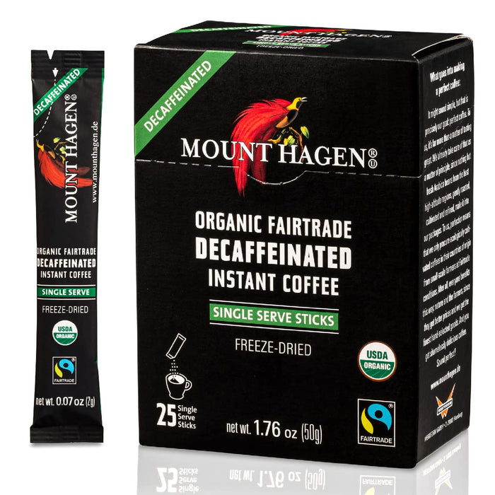 Mount Hagen  Organic Fairtrade Decaffeinated Instant Coffee  Single Serve   1.76 oz