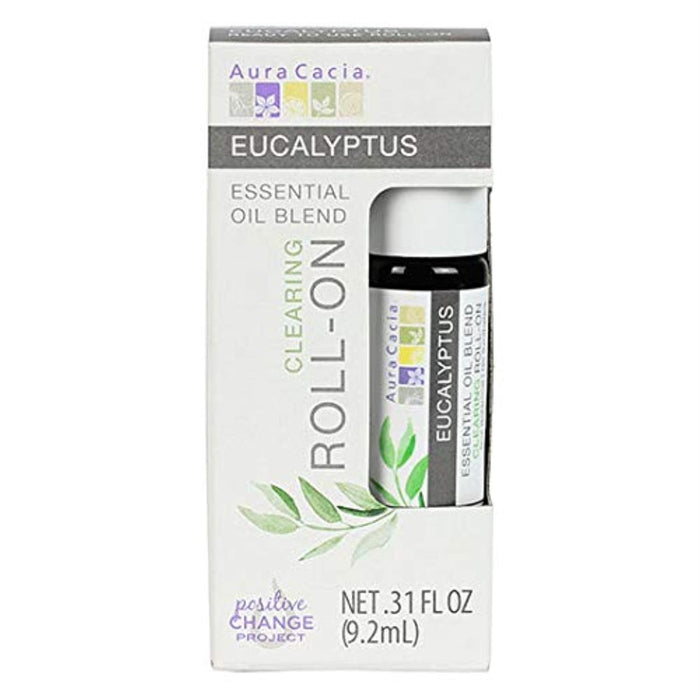 Aura Cacia  Essential Oil Blend Clearing Roll On - Eucalyptus   .31 Oz