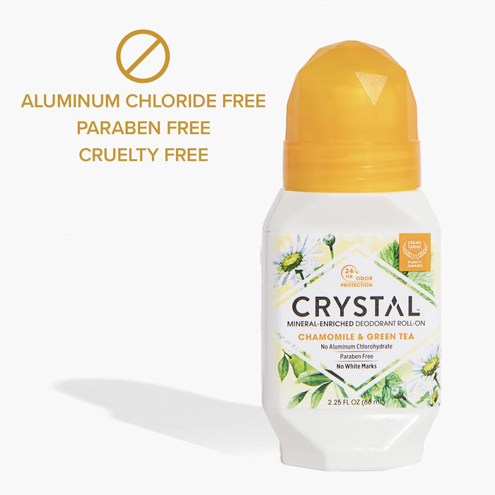 Crystal Mineral Deodorant Roll On Chamomile And Green Tea 2.25 Oz