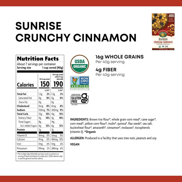 Nature'S Path  Cereal Organic Sunrise Crunchy Cinnamon   10.6 Oz