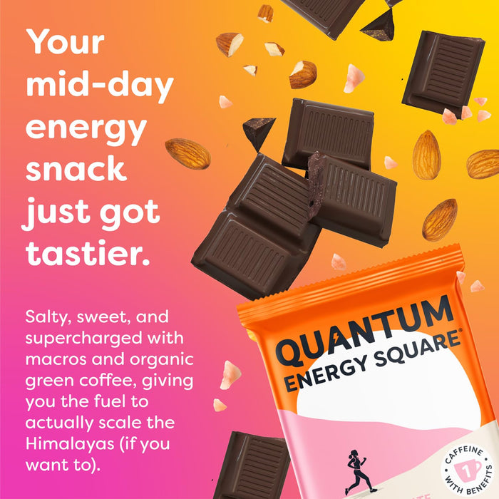 Quantum Energy Squares  Energy Bar Dark Chocolate Pink Himalayan Salt   1.69 Oz