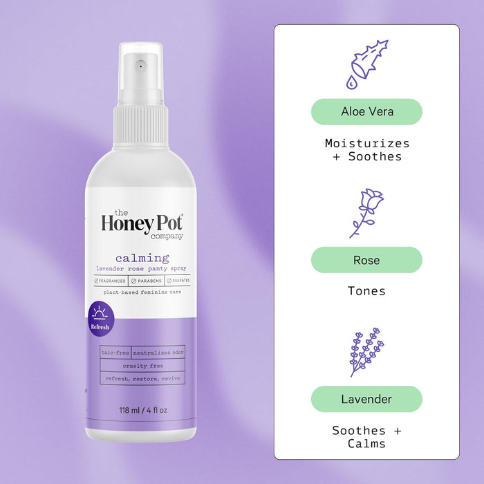 The Honey Pot Plant-Derived Deodorant Spray Lavender Rose 4 oz