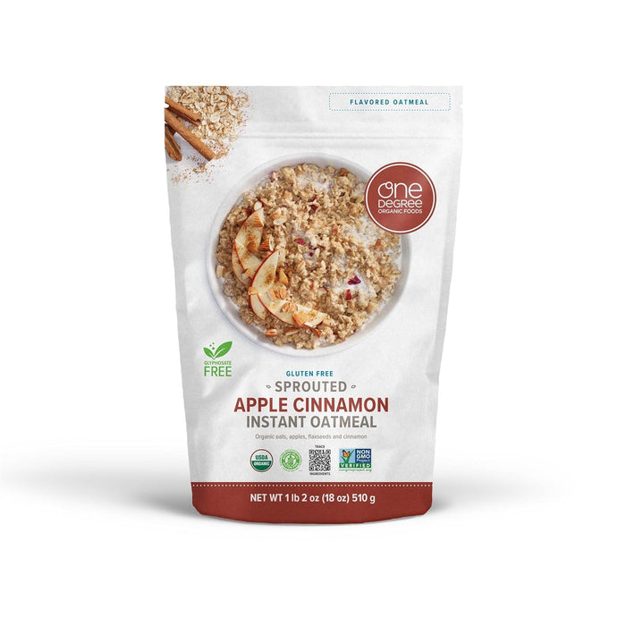 One Degree Organic Foods  Sprouted Instant Oatmeal Apple Cinnamon   18 Oz