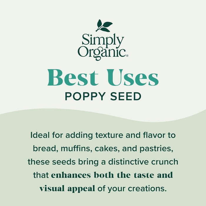 Simply Organic  Whole Poppy Seed Seasoning Organic  3.38 Oz