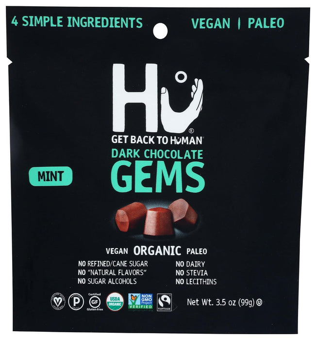 Hu Kitchen  Organic Dark Chocolate Gems Mint   3.5 Oz