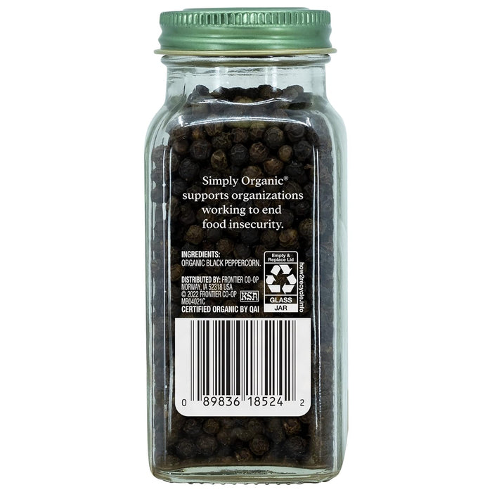 Simply Organic  Organic Black Peppercorns  2.65 Oz