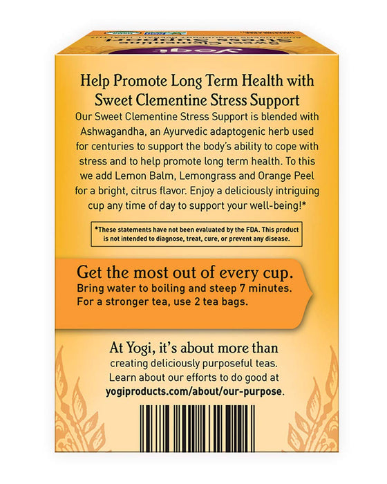 Yogi  Organic Caffeine Free Sweet Clementine Stress Support Tea  16 Ct