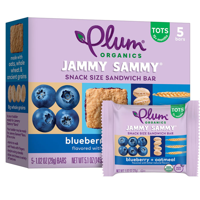 Plum Kids  Jammy Sammy Blueberries & Oatmeal Sandwich Bar   5.15 Oz