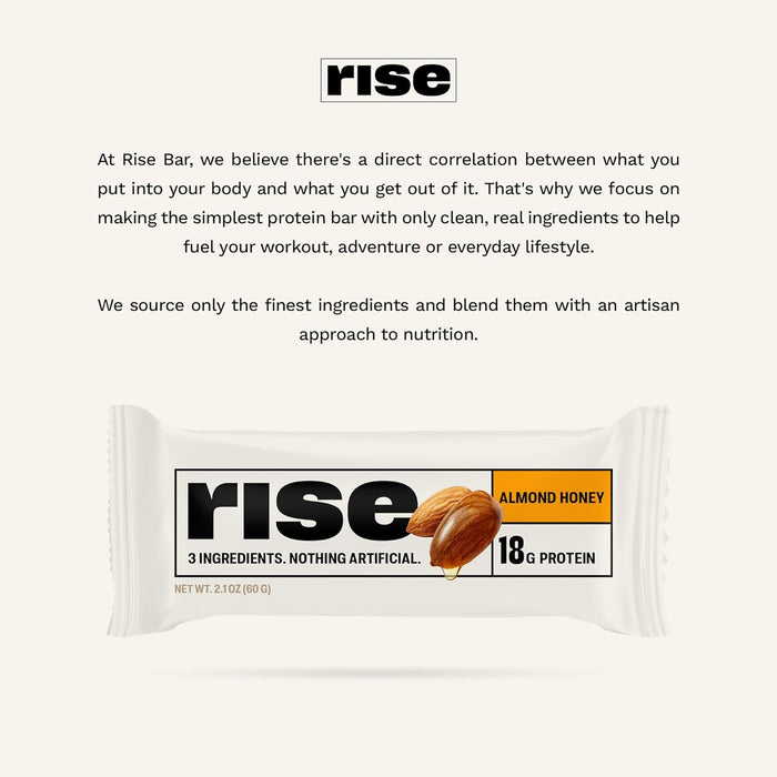 Rise Foods  Protein Bar  Plant Based  Almond Honey   2.1 Oz