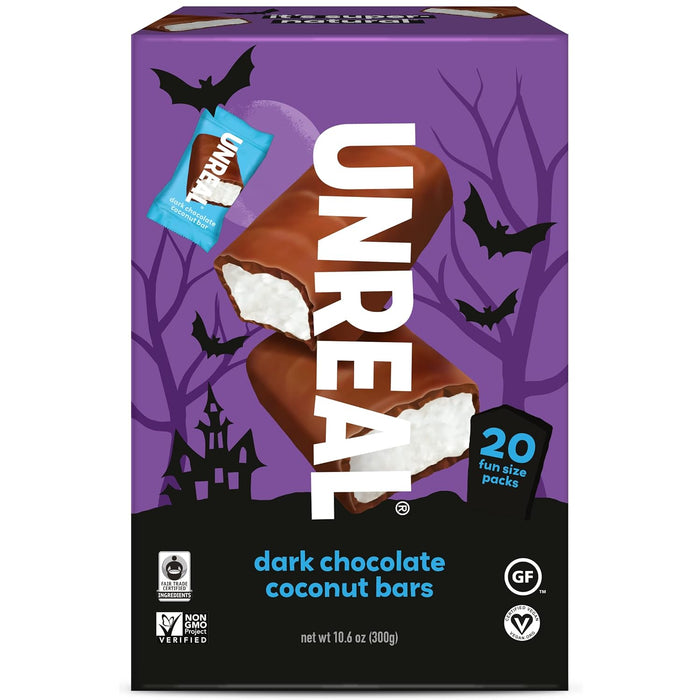 Unreal  Halloween Dark Chocolate Coconut Bars Box   10.6 Oz