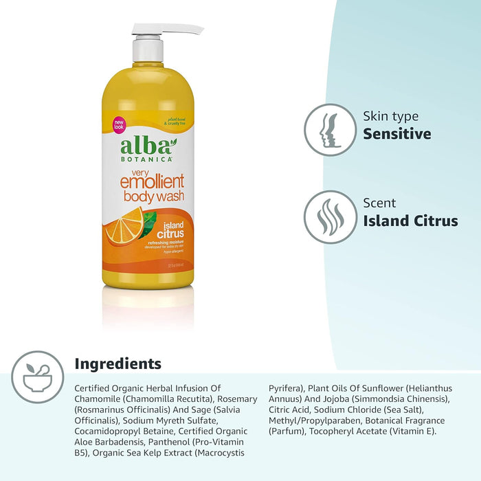 Alba Botanica Very Emollient Island Citrus Body Wash 1 Each 32 Oz