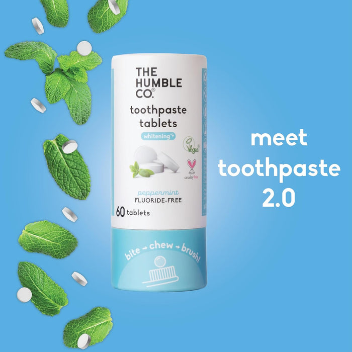 The Humble Co Fluoride Free Toothpaste Whitening  Peppermint Tablets 60 CT