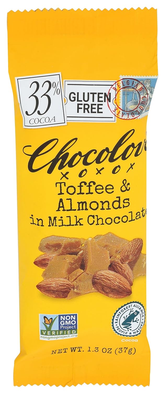 Chocolove Milk Chocolate Toffee & Almond Mini Bar (12x1.3 Oz)