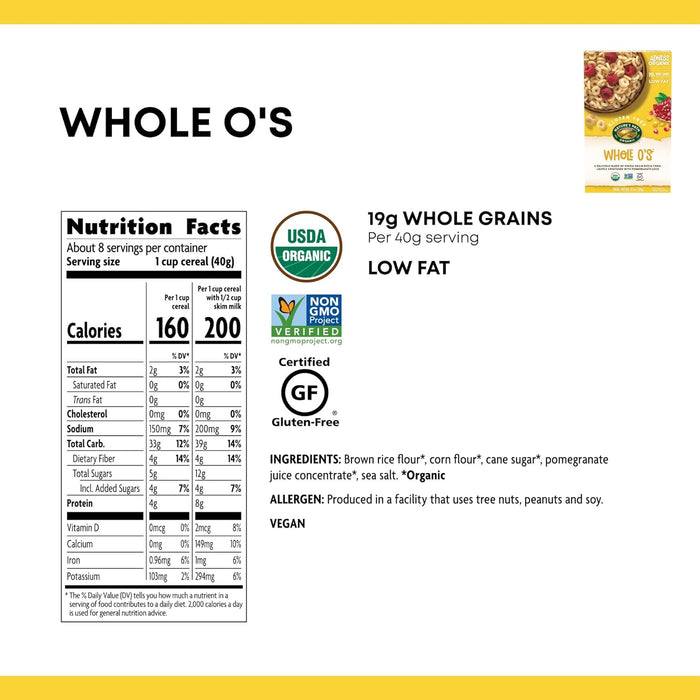 Nature'S Path  Organic Gluten Free Whole O'S Cereal Box   11.5 Oz