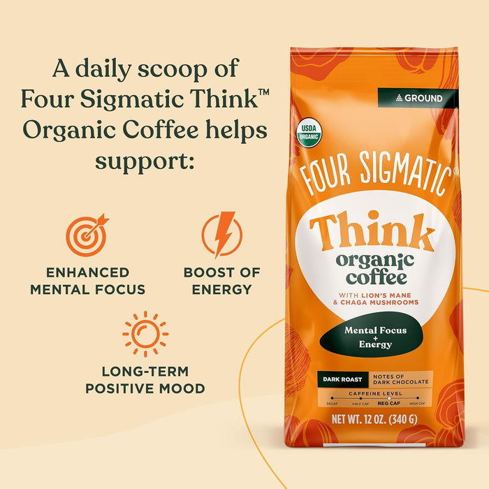 Four Sigmatic  Organic Dark Roast Think Lion's Mane Mushroom Coffee   12 oz