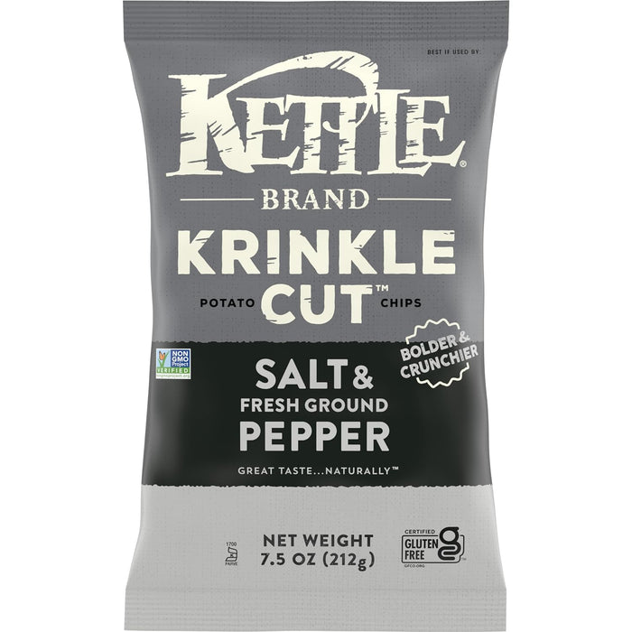 Kettle Brand  Krinkle Cut Potato Chips Salt & Fresh Ground Pepper  7.5 Oz