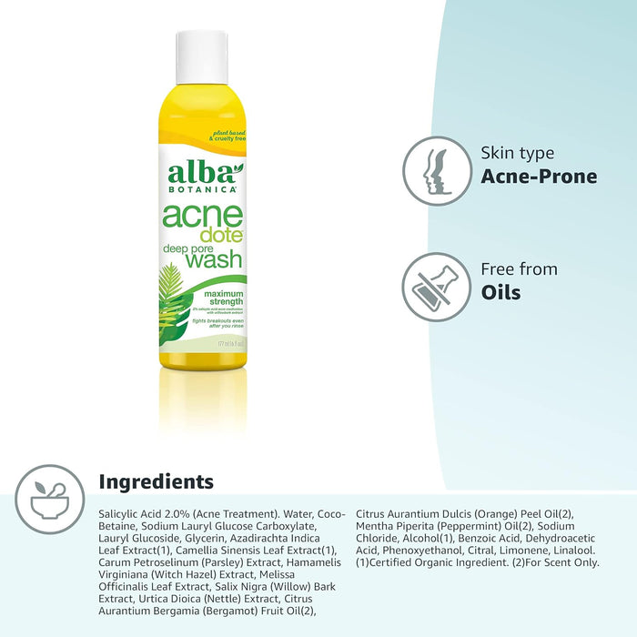 Alba Botanica Natural Acne Dote Deep Pore Wash 1 Each 6 Oz