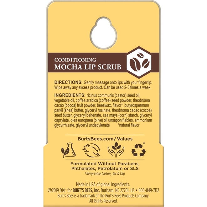 Burt'S Bees  100% Natural Conditioning Mocha Lip Scrub With Repurposed Coffee Grounds  .2