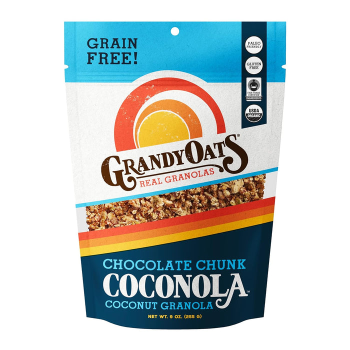 Grandyoats  Organic Grain Free Granola Coconola Dark Chocolate   9 Oz