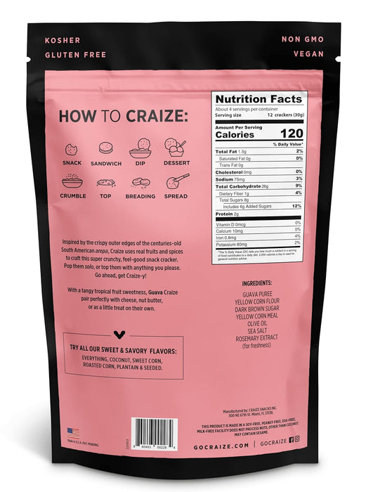 Craize  Toasted Corn Crackers  Guava  4 Oz