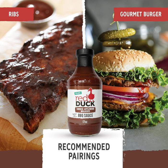 Red Duck Organic BBQ Sauce Smoked Applewood Molasses 17 oz