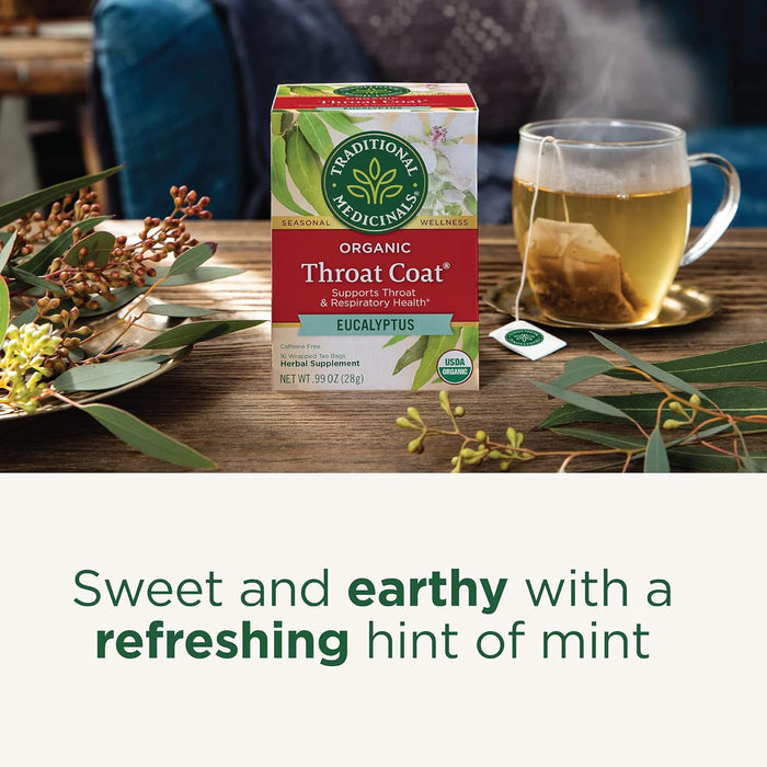 Traditional Medicinals  Herbal Tea Throat Coat Eucalyptus  16 Bag