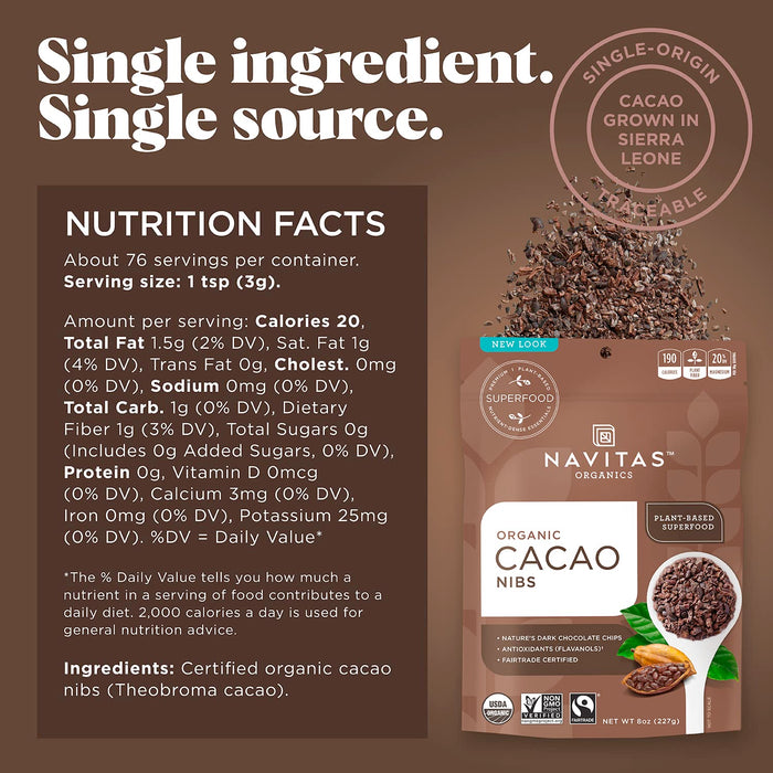 Navitas Organics  Naturals Cacao Nibs Organic Raw   8 Oz