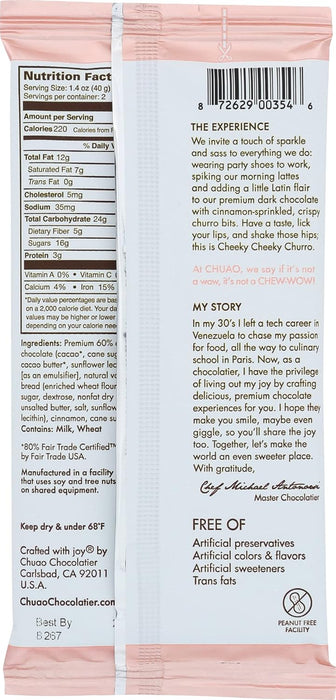 Chuao Chocolatier Cheeky Cheeky Churro Dark Chocolate Bar 2.8 Oz