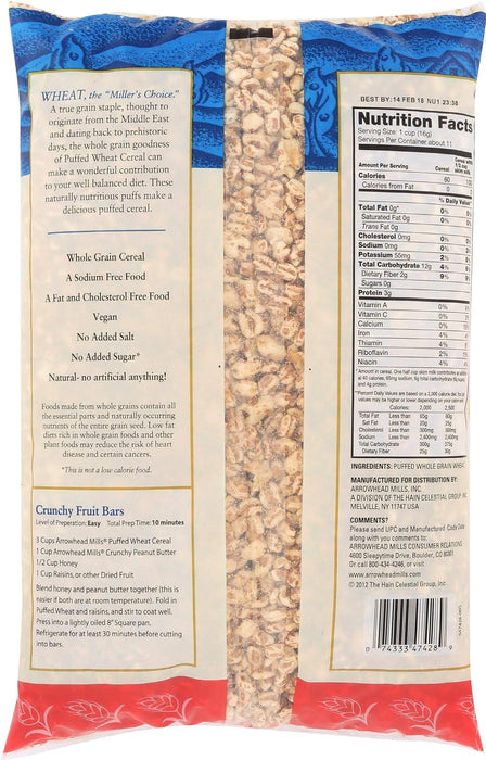 Arrowhead Mills  Natural Puffed Wheat Cereal   6 Oz