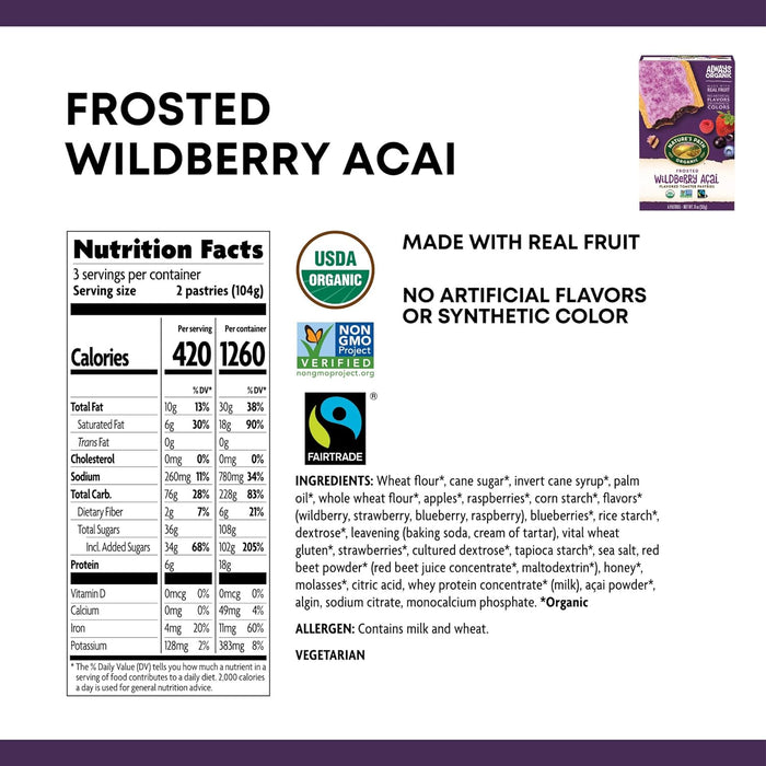 Nature'S Path  Organic Frosted Toaster Pastries Wildberry Acai   11 Oz